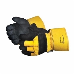 Endura® teammate™ 66bftl premium fitter gants d'usage général, paume en cuir, paume universelle en cuir de vachette refendu, cuir de vachette refendu de qualité a/coton, noir, manchette de sécurité caoutchoutée, résiste à l'abrasion, aux coupures et égrati
