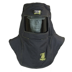 Oberon® TCG40-C+HVSL Ultralight arc électrique capuchon Avec Capuchon Rigide, Système de Ventilation et Lampe LED, Universel, Noir, Tissu Aramide