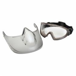 Pyramex® GG504TSHIELD Protective Goggles With (2) Disposable Tear Off Visors and Faceshield, Anti-Fog/Anti-Scratch Clear Polycarbonate Lens, Yes UV Protection, Elastic Strap, ANSI Z87.1, CAN/CSA Z94.3-07, CE EN166