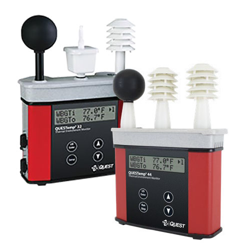 QuestTemp° WBGT Heat Stress Monitors on a white background