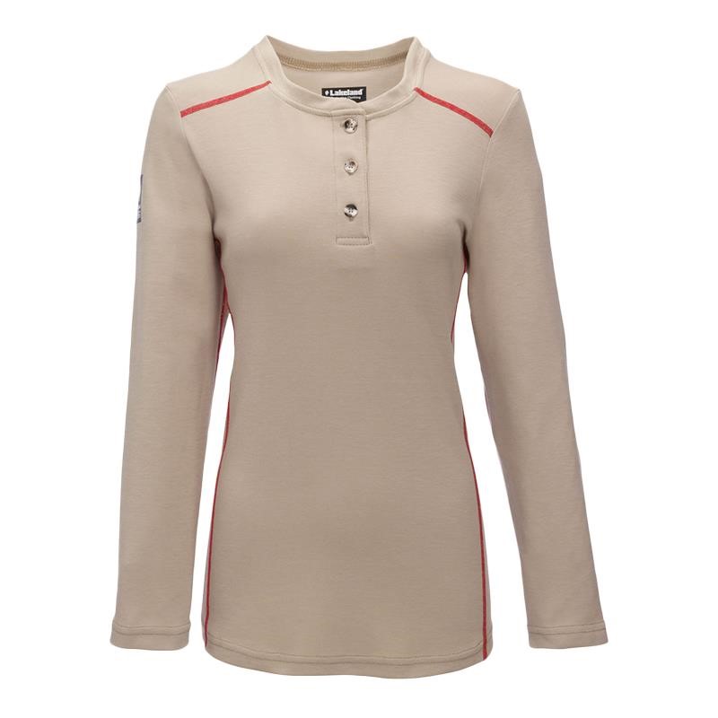 Lakeland® Flame-Resistant High Performance Long Sleeve Knit Henley, Women's,, Khaki