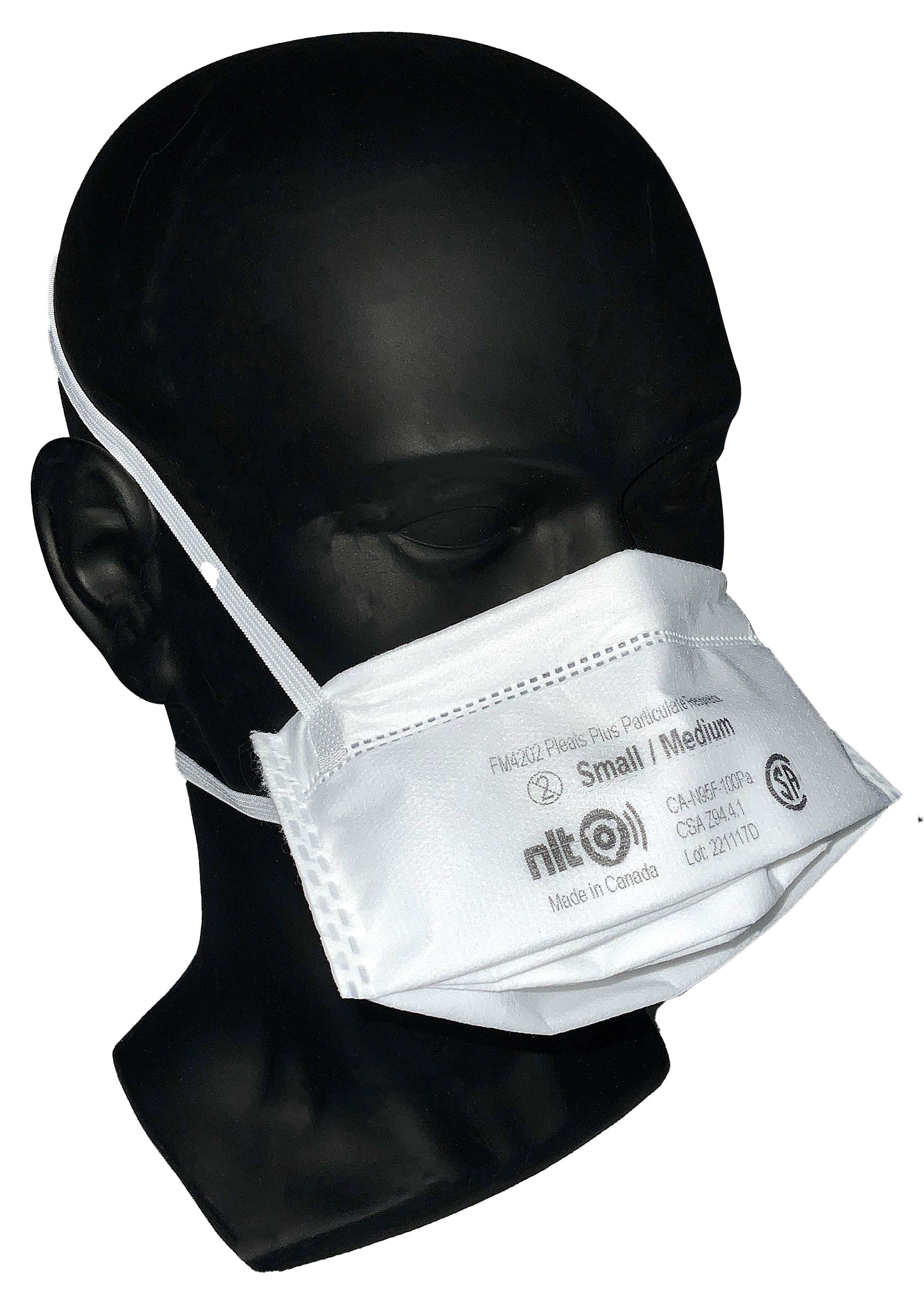 NLT Pleats Plus® N95 Disposable Particulate Respirator - 20 Masks/Box, S/M, CSA Z94.4.1:21, NIOSH TC-84A-9892