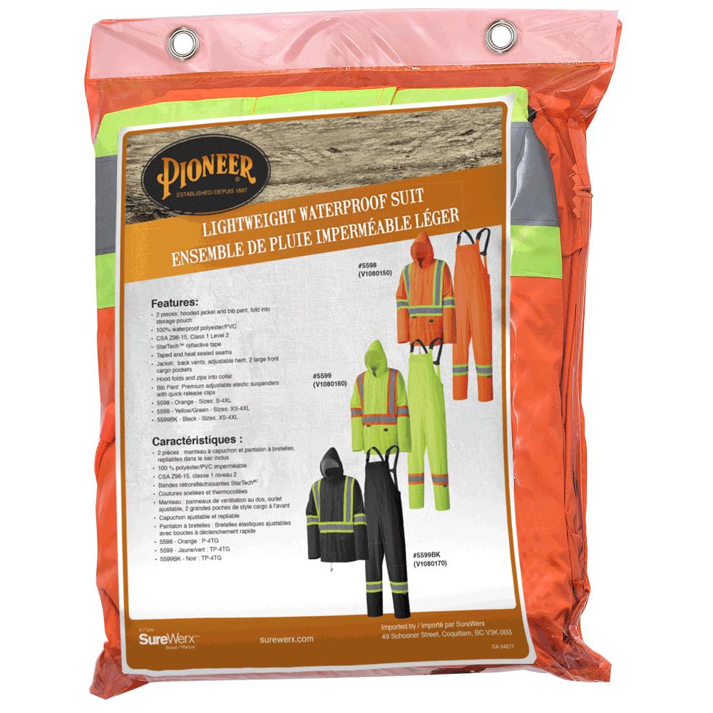 SureWerx® PIONEER® Waterproof Lightweight Safety Rain Suit - Orange, S