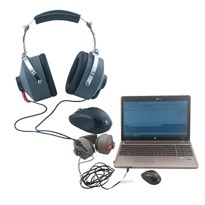 Fit Check Solo est un système d'atténuation de terrain (FAES) qui permet de tester l'atténuation réaliste des bouchons d'oreille de l'utilisateur.