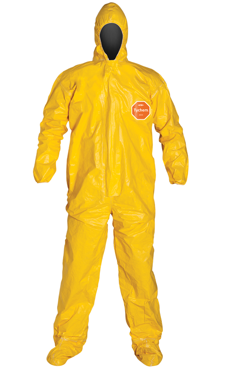 DuPont™ Tychem® 2000 Coverall - Standard Fit Hood, Taped Seams, Storm Flap with Adhesive Closure
